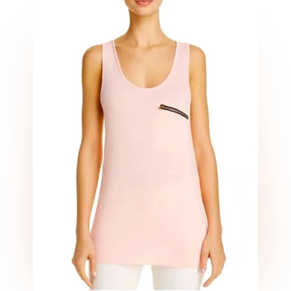 ❤️POL Tank Top Shirt Womens M light pink Casual Minimalist Soft Stretch Zipper